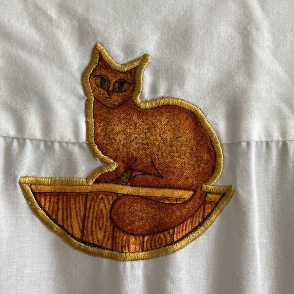 The Quacker Factory Shirt button down Cat lovers white Sz Small never used - Picture 8 of 10